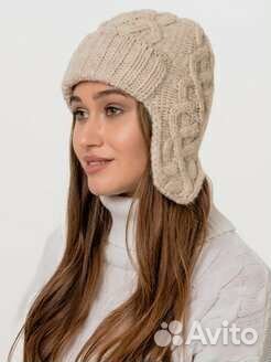 Шапка женская Ушанка вязаная демисез. Trend