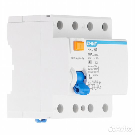 Узо Chint NXL-63 40А 30 мА 4P тип ас 6 кА компактный (280791)