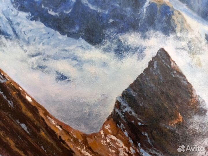Картина акрилом на холсте 40х60см. Горный пейзаж