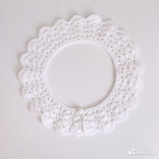 Белый вязаный воротничок для девочки 8-12 лет