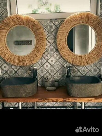 Зеркало в раме из рафии Bali