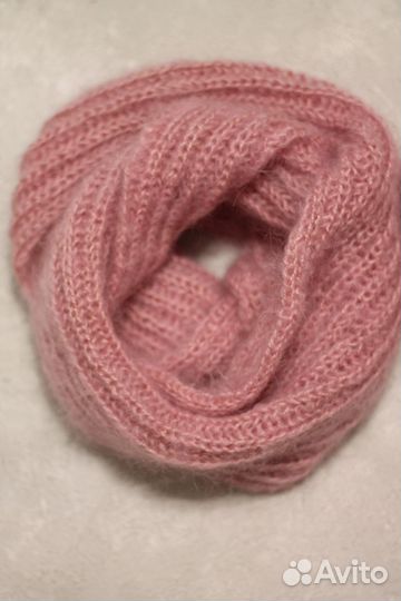 Шапка и снуд из мохера, ручной работы