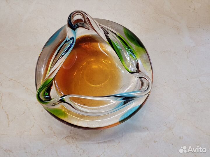 Винтажная пепельница из чешского стекла