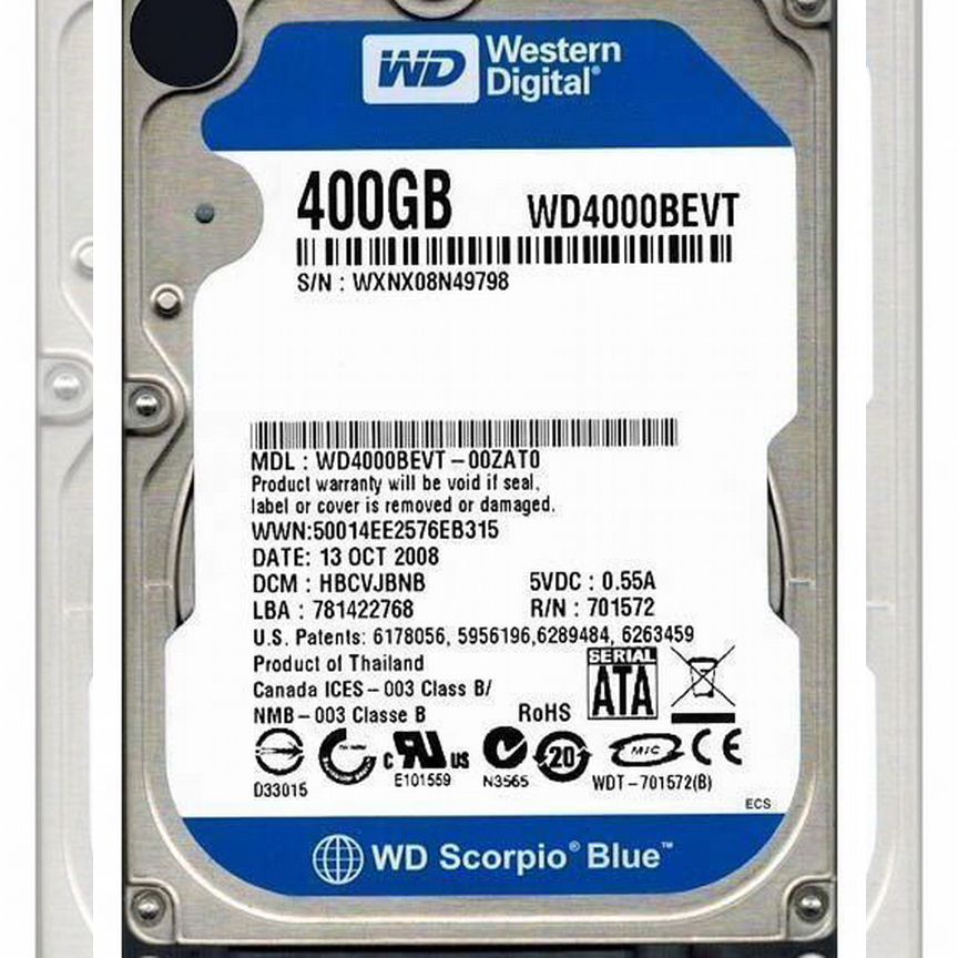[WD4000BEVT] Жесткий Диск Western Digital 400gb Sata Wd4000bevt
