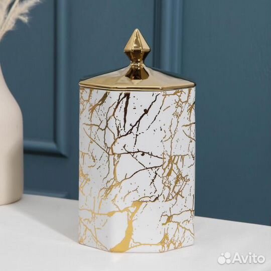 Банка керамическая для сыпучих продуктов 'Мрамор'