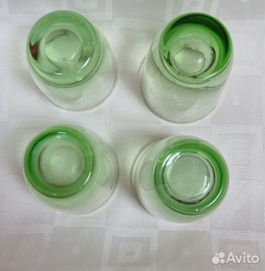 Стопки СССР. 3 шт. Цветное зелёное стекло