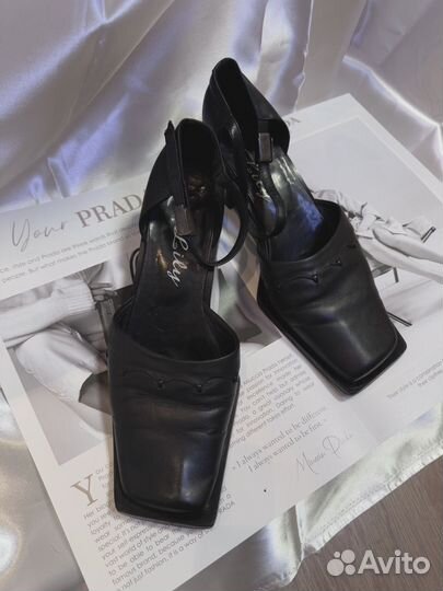 Винтажные кожаный туфли с квадратным носом y2k