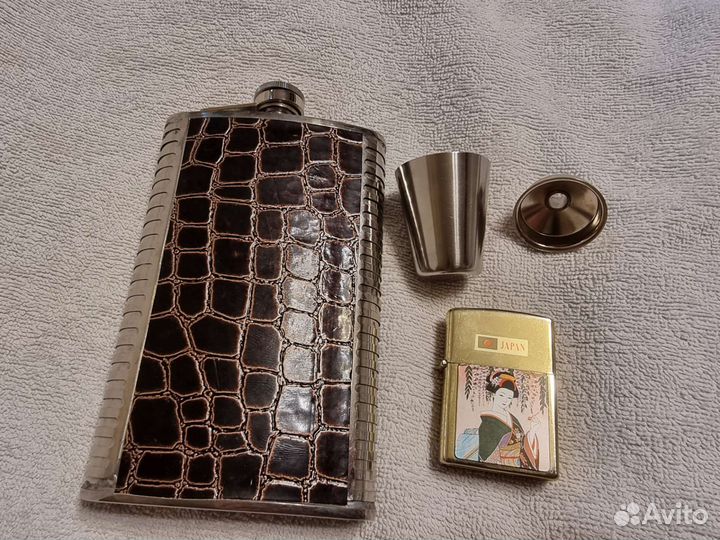 Мужской набор: фляжка, рюмка, воронка, зажигалка