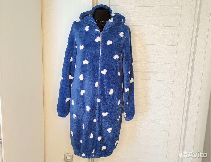 Халат женский тёплый, банный с капюшоном, р 46