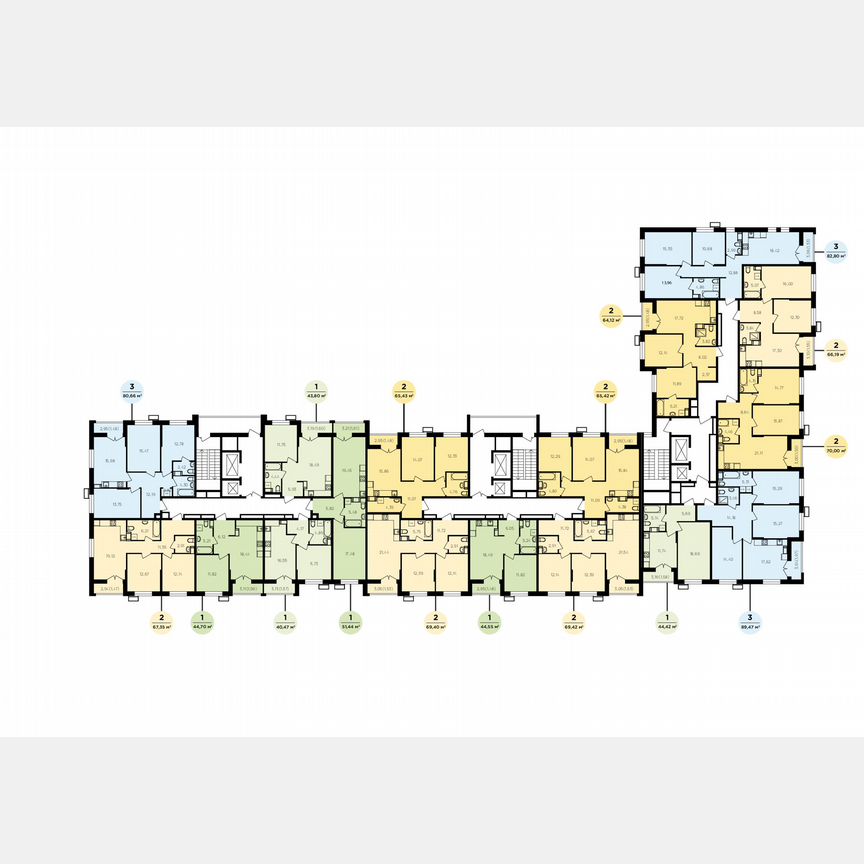 2-к. квартира, 65,6 м², 11/19 эт.
