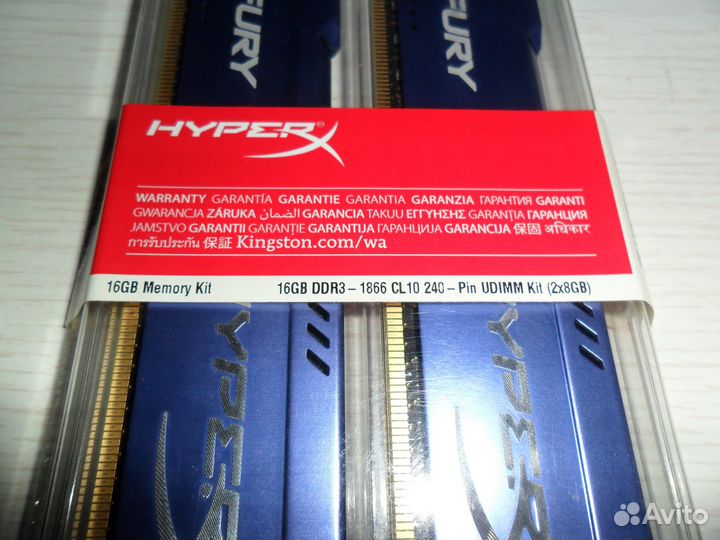 DDR3 16Gb (2x8) Kingston HyperX Fury 1866 MHz
