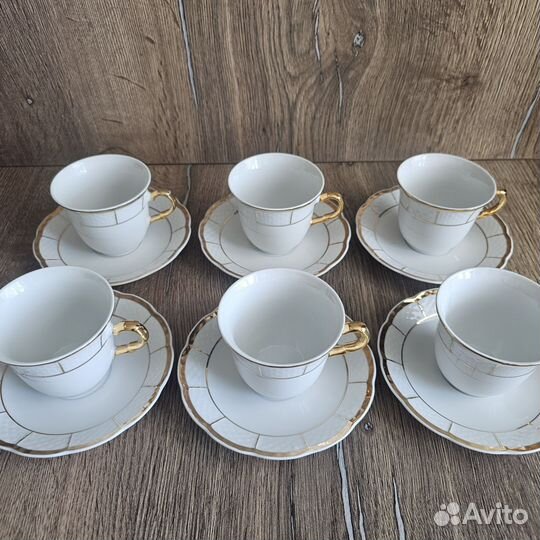 Чашка с блюдцем, 6шт,фарфор,Чехия,Bohemia Original