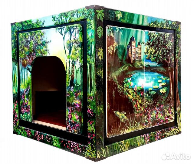 Художественный домик для собак мелких пород, кошек