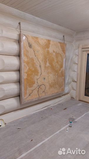 Стол. Столешница из оникса. Декор на стену. Панно