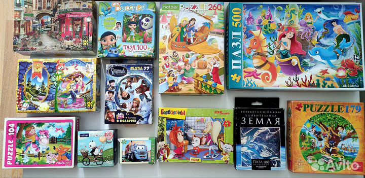 Детские и взрослые пазлы пакетом