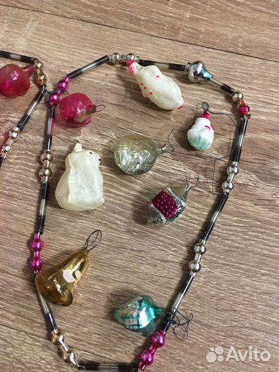 Мини ёлочные игрушки СССР стеклярус