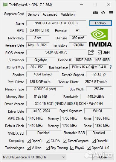 Rtx 3060 ti gigabyte eagle