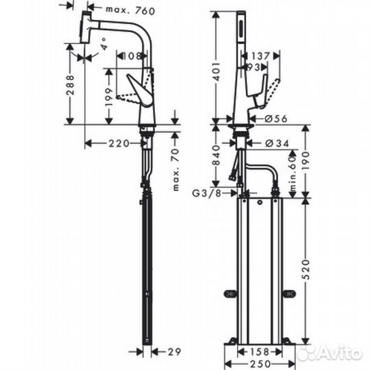 Кухон. смеситель Hansgrohe Talis Select (73867000)