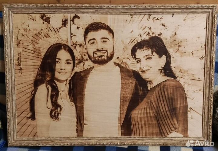 Выжигаем портреты по фото на дереве Подарок