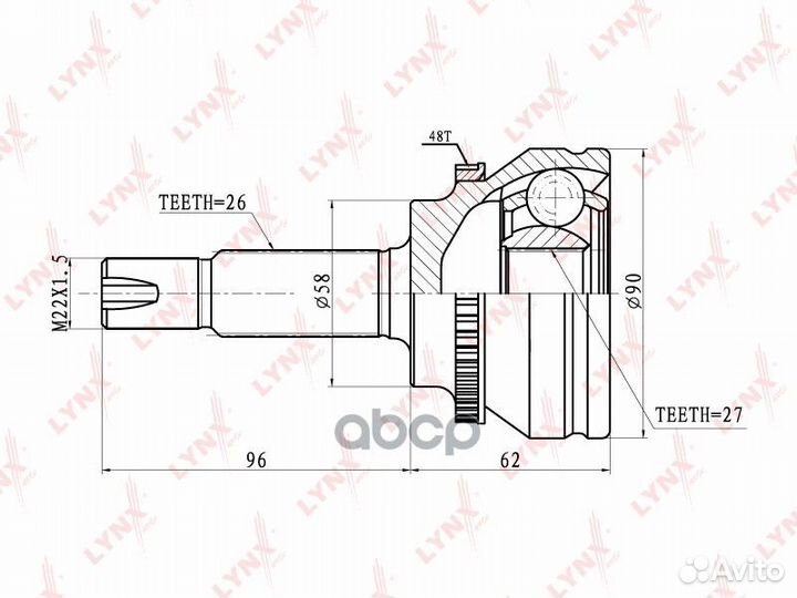Шрус наружный перед прав/лев CO7503A lynxauto