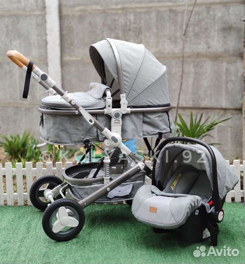 Коляска Luxmom 580w 3в1 (серая)
