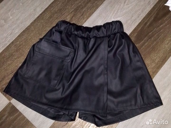 Кожаная юбка шорты для девочки