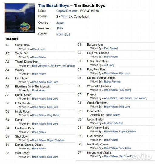 The Beach Boys -The Beach Boys, 2Lp /1979 Japan,NM