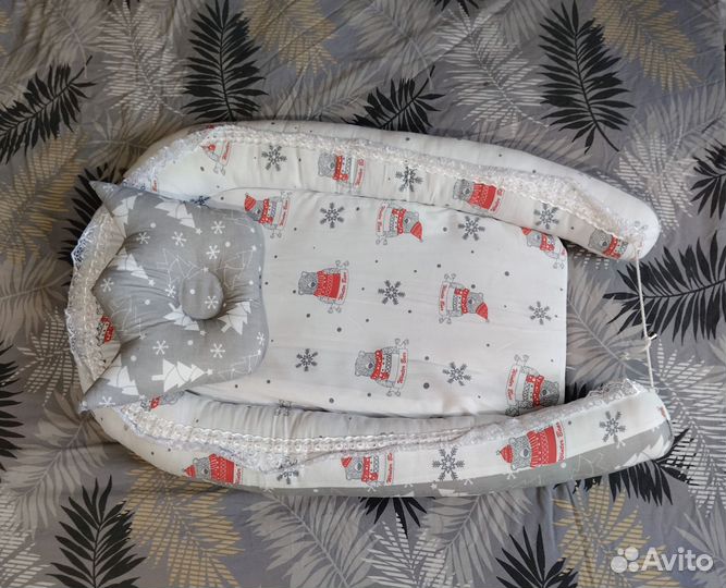Подушка позиционер кокон гнездышко новорождённым