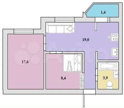 2-к. квартира, 51 м², 7/10 эт.
