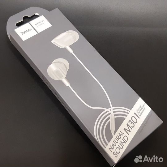Проводные наушники с микрофоном Hoco M301 белые