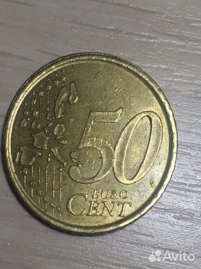 Монета 50 центов 2000 год испания