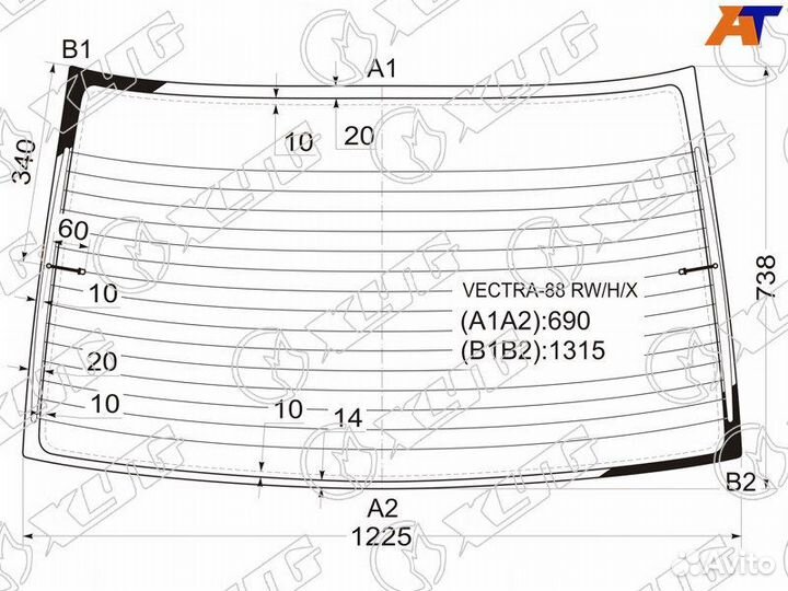 Стекло заднее Opel Vectra A рестайлинг
