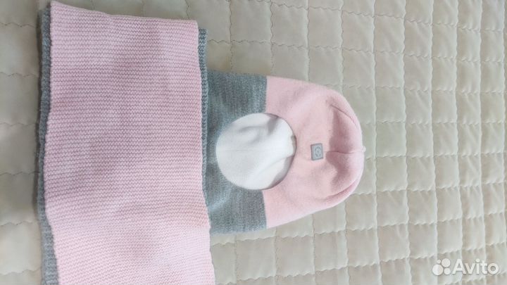 Шапка шлем и шарф для девочки 50-52