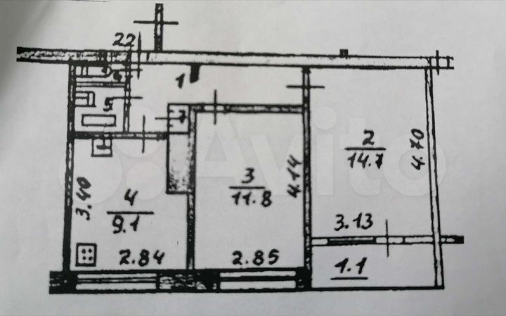 2-к. квартира, 46,9 м², 1/5 эт.