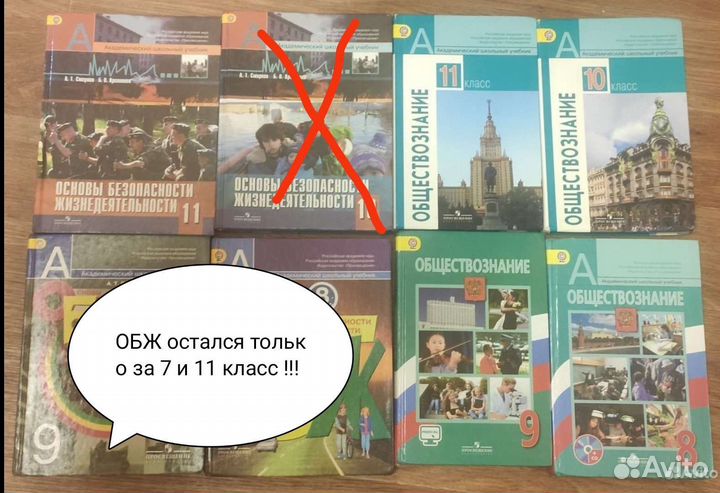 Учебники. Обществознание 7, 8, 9, 10, 11 обж 7, 11