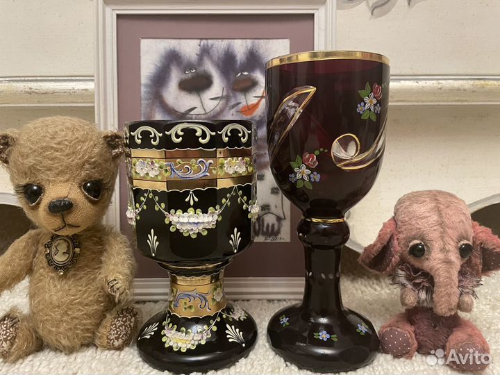 Два шикарных редких антикварных бокала кубок