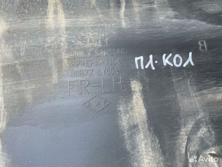 Накладка двери передней левой черная Рено Колеос