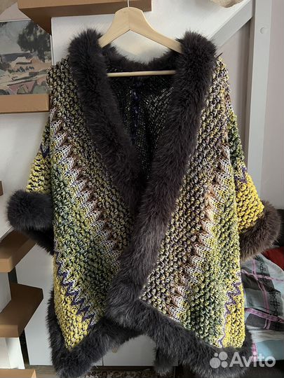 Пончо женское новое натуральный мех