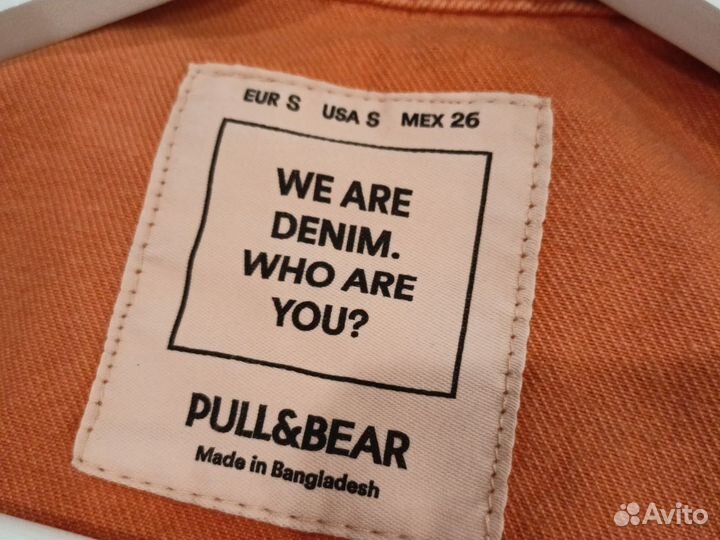 Джинсовая куртка оранжевая Pull Bear 42 44