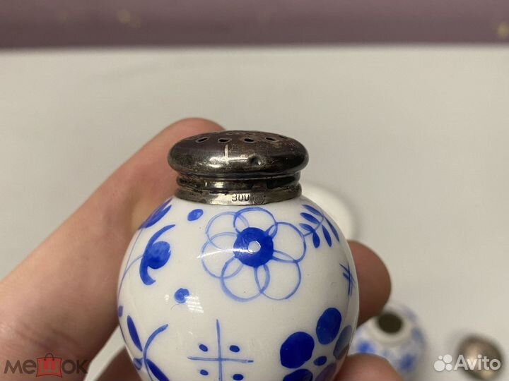 Набор для специй фарфор серебро 19век