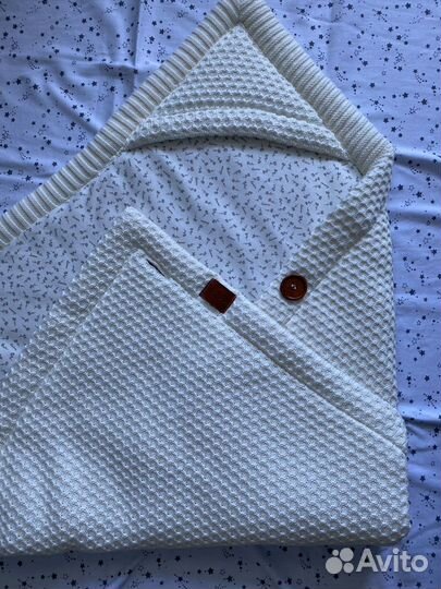 Конверт плед на выписку Loom, демисезон, молочный