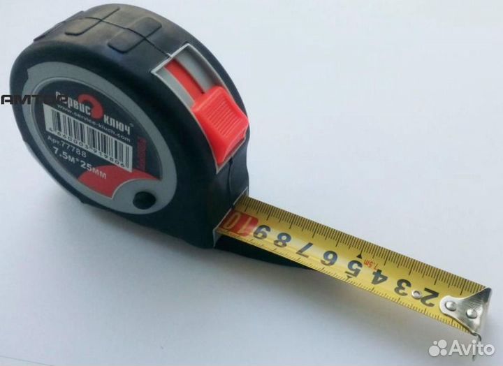 Сервис ключ 77788 Рулетка 7,5м*25мм обрезиненный к