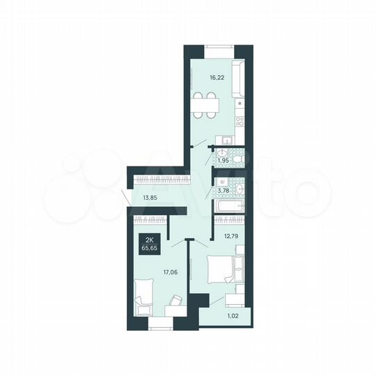 2-к. квартира, 66,7 м², 12/12 эт.