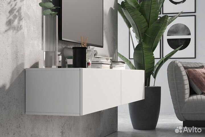 Somero Тумба под тв подвесная 140 Белый, Белый