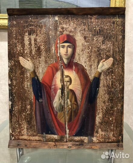 Икона Знамение.Спаситель 19 век