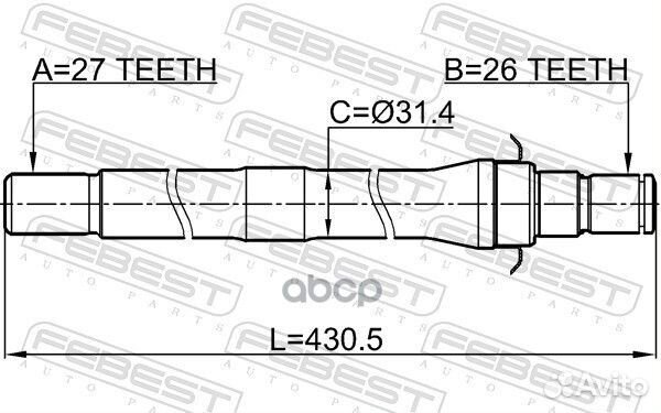 Полуось правая Hyundai IX35 14 2212SP4wdat