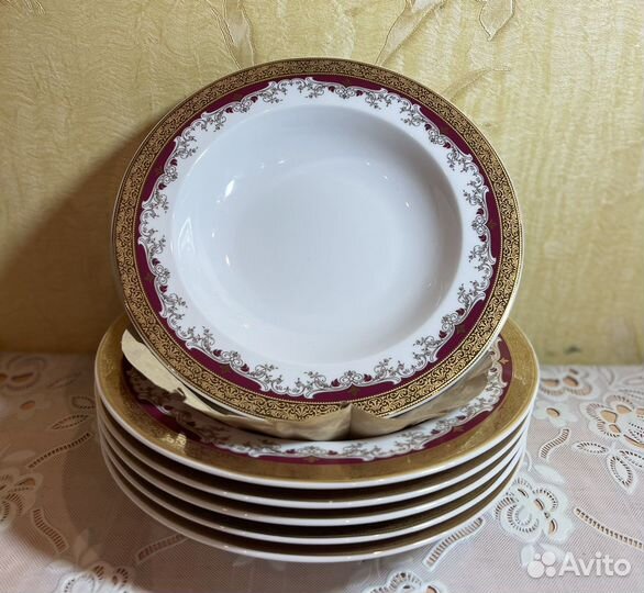 Набор тарелок премиум Чехия bohemia красная лилия