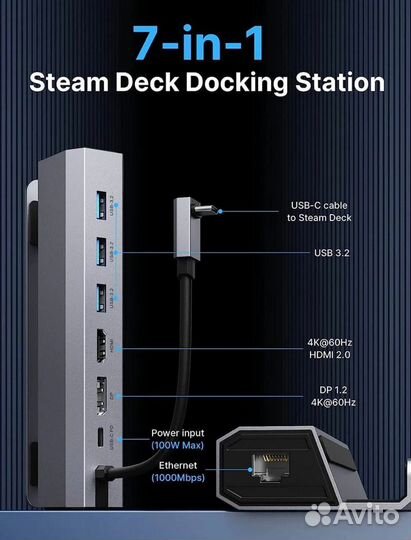 Док-станция jsaux HB0603 для Steam Deck (6 в 1, му