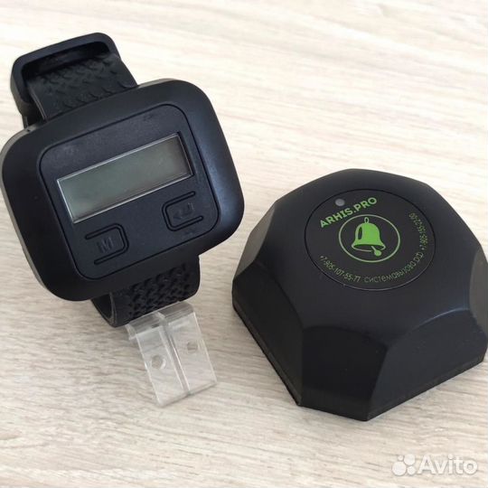 Кнопка вызова официанта Бургер черный и часы