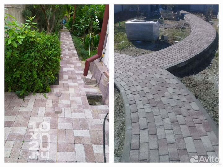 Тротуарная плитка, брусчатка, бордюры с укладкой
